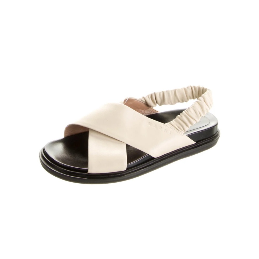 Marni Cream and Black Sandals with Crossover Straps